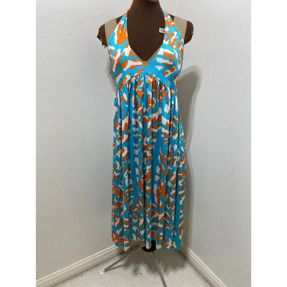 Diane Von Furstenberg Maxi Dress Halter Neckline Silk Blend Women’s Size 10 - Picture 1 of 7